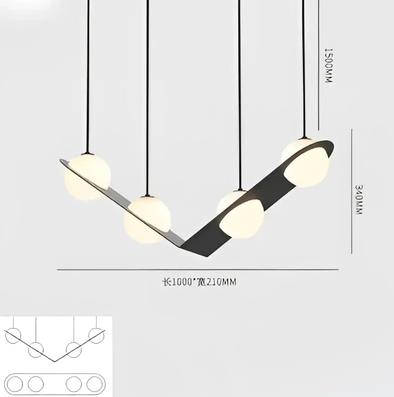 Modern black glass ball geometric chandelier kitchen pendant light