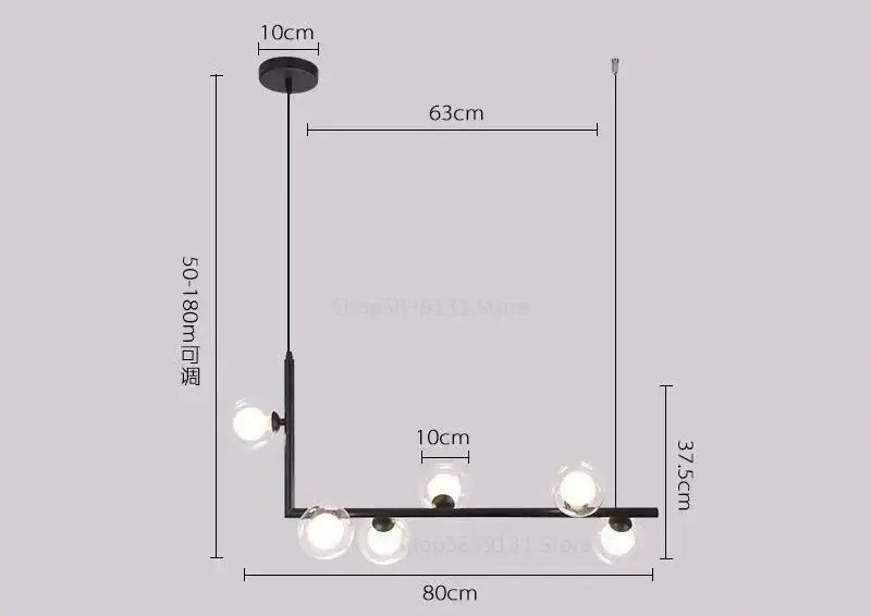 Modern black glass ball led chandelier living room pendant light