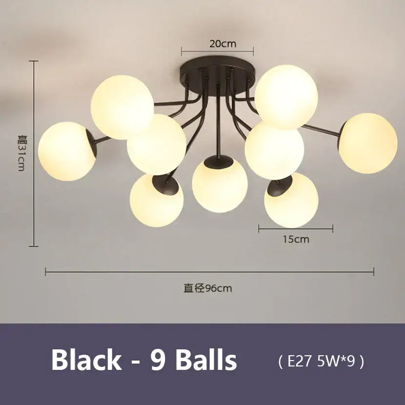 Modern black glass bubble led ceiling light living room