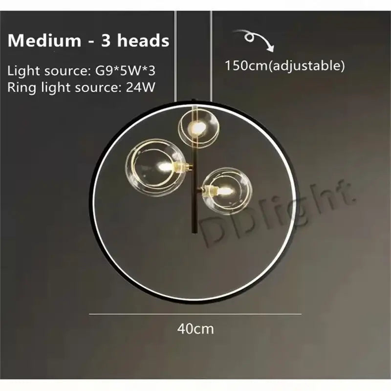 Modern black glass bubble led chandelier for dining room
