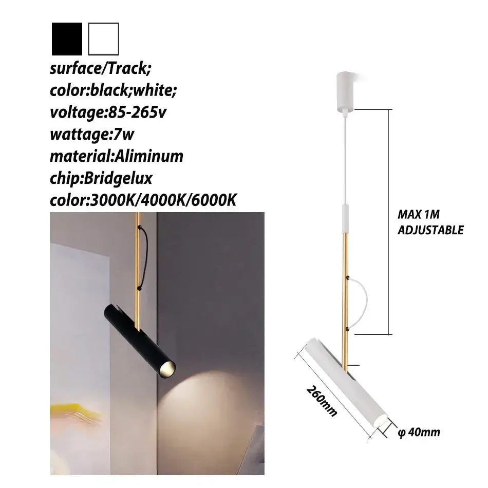 Modern black & gold adjustable led track light for kitchen island
