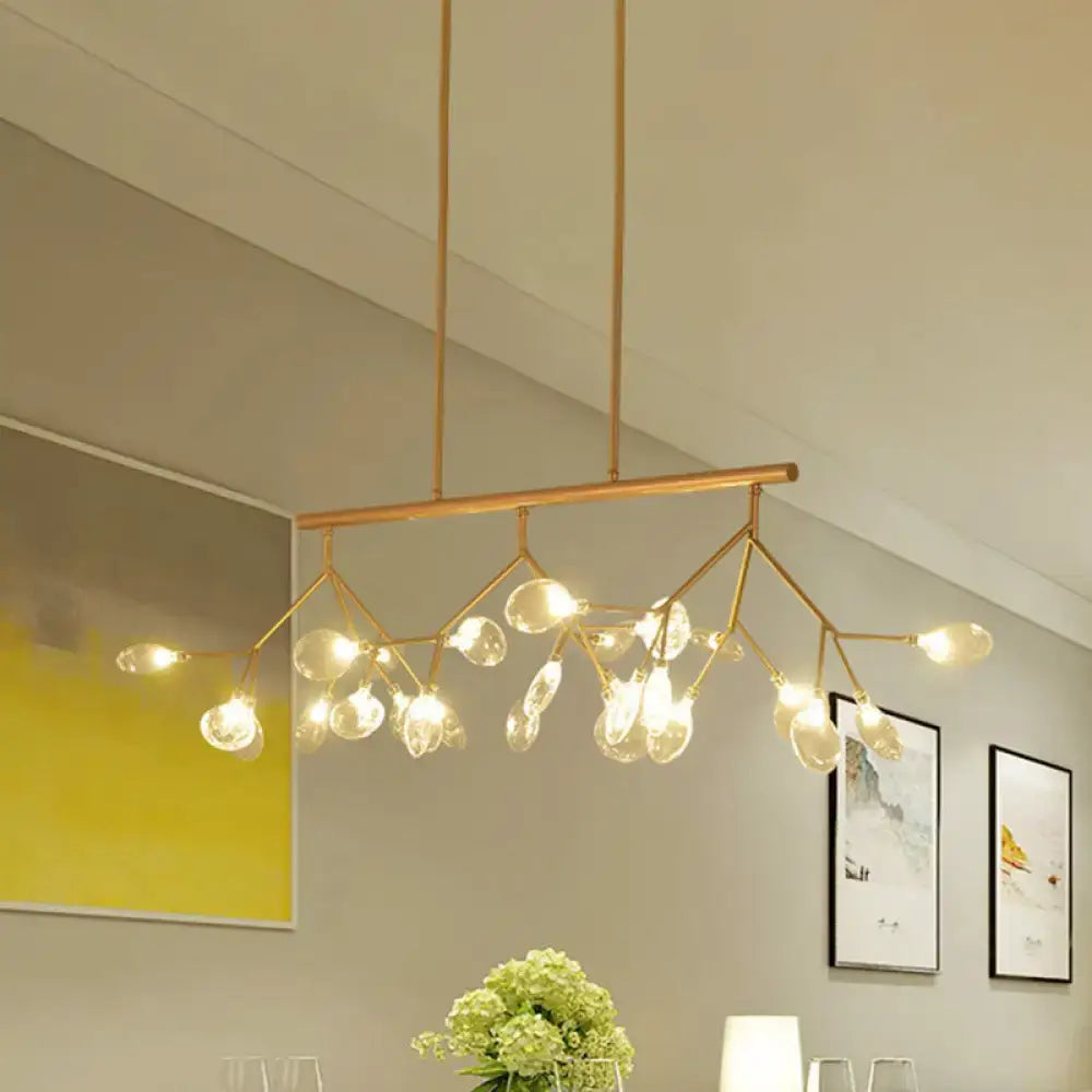 Modern black & gold clear glass bubble chandelier dining room light