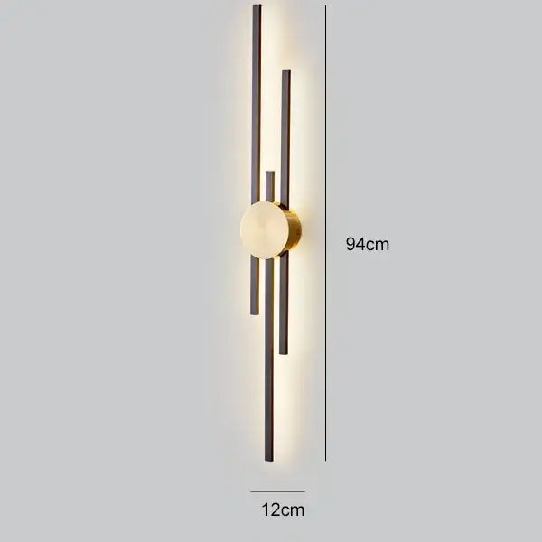Modern black & gold copper wall light bedroom sconce