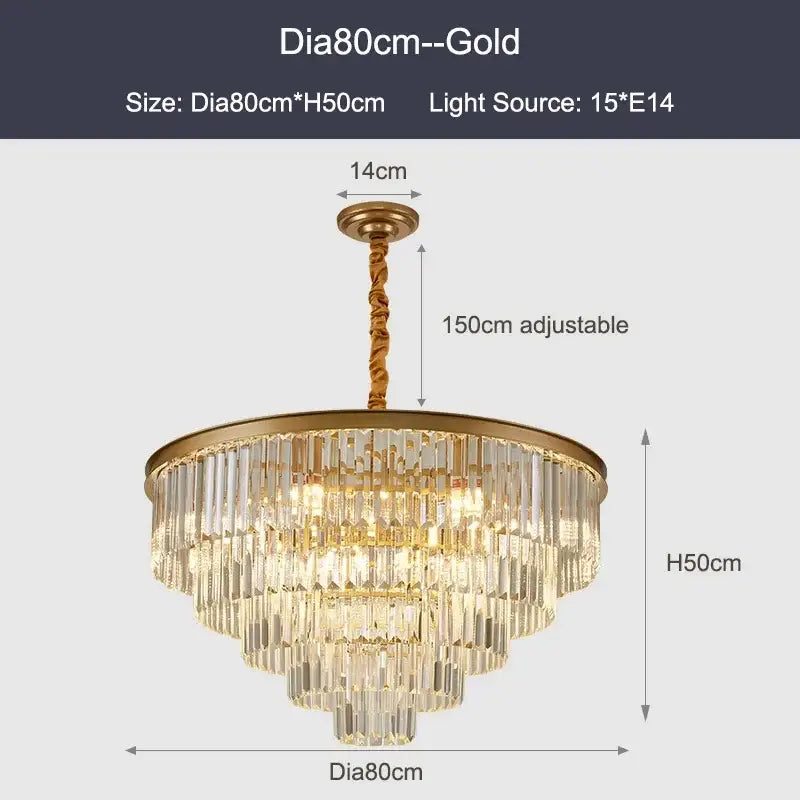 Modern black & gold crystal ceiling chandelier living room light
