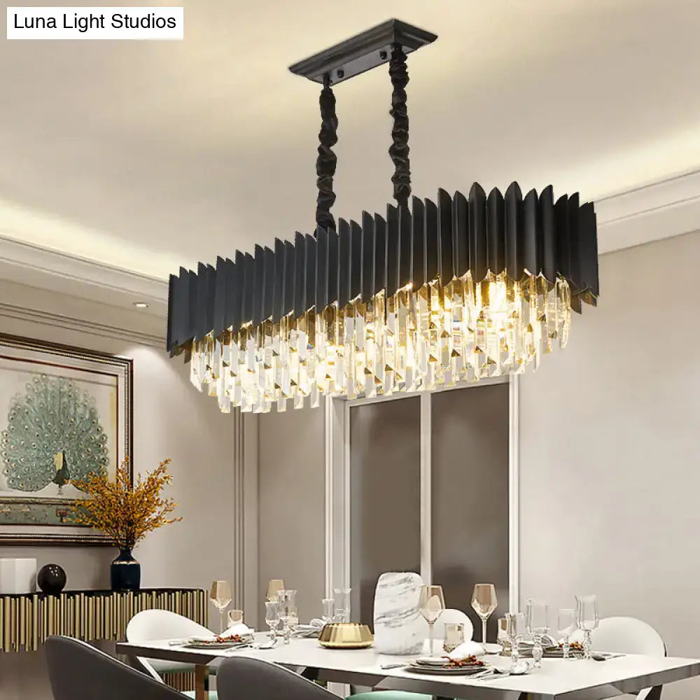 Modern black & gold crystal chandelier dining room rectangular light
