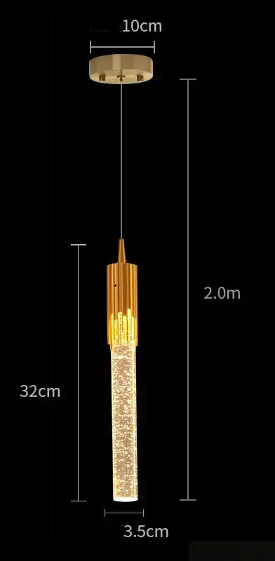 Modern black & gold crystal led pendant lamp dining room