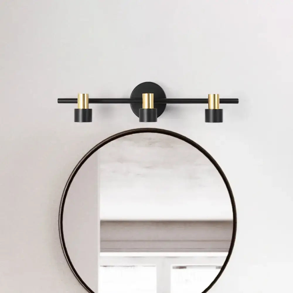 Modern black & gold cylinder wall light bedroom vanity lamp