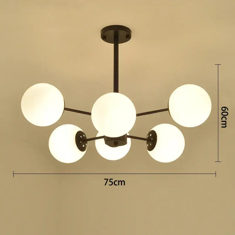 Modern black & gold glass globe pendant light for living room