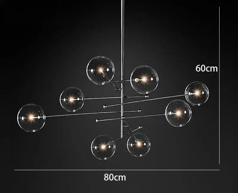 Modern black gold glass led chandelier living room light