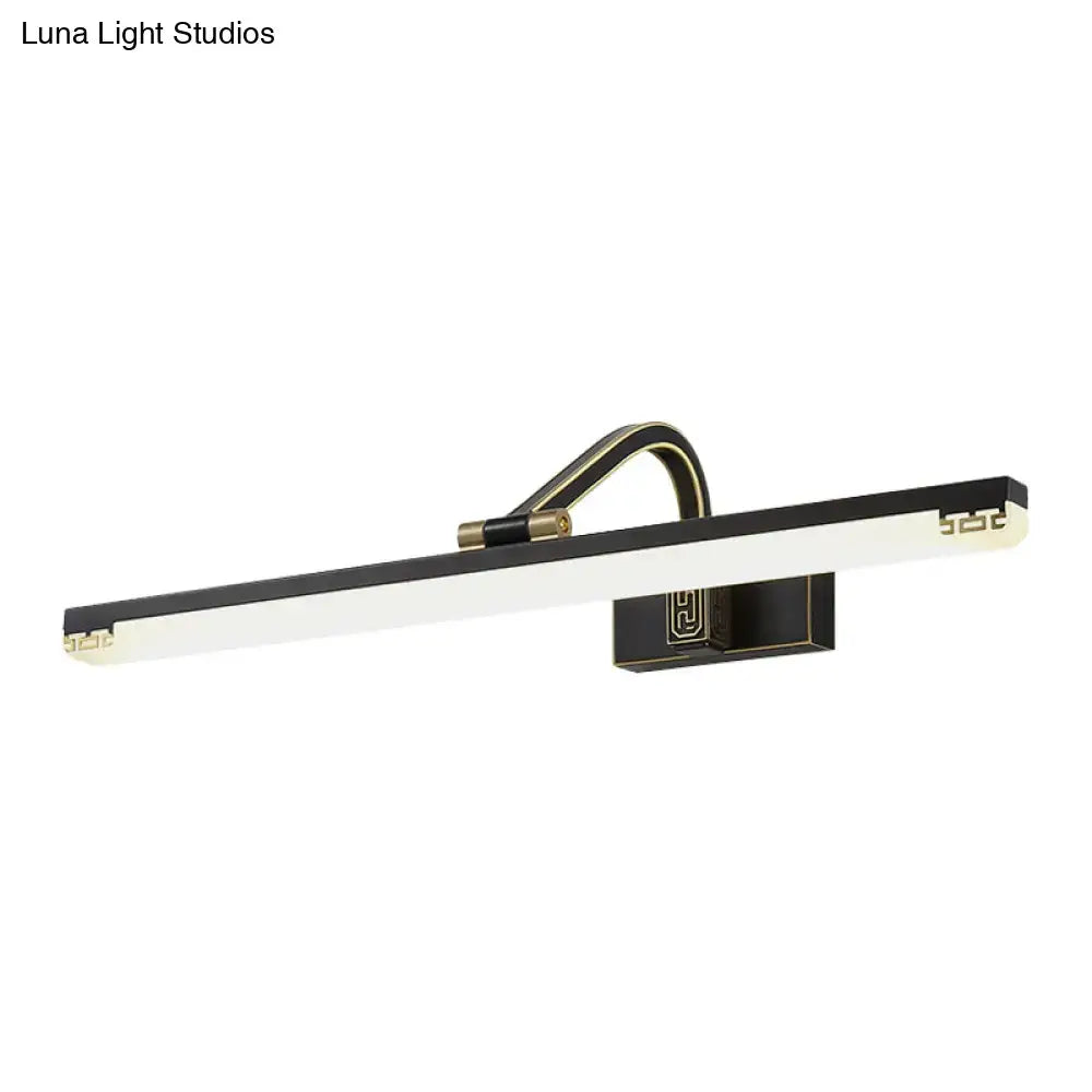Modern black & gold greek key swing arm wall lamp bathroom light