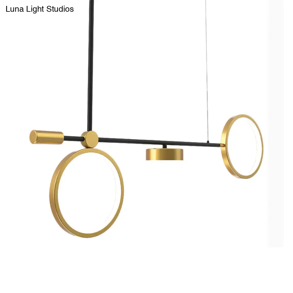 DecorBites™ Modern Black-Gold LED Pendant Light for Island, Metal, Round Shape - Warm/White Illumination