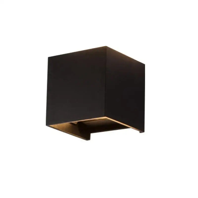 Modern black & gold led wall lights garden cube sconce