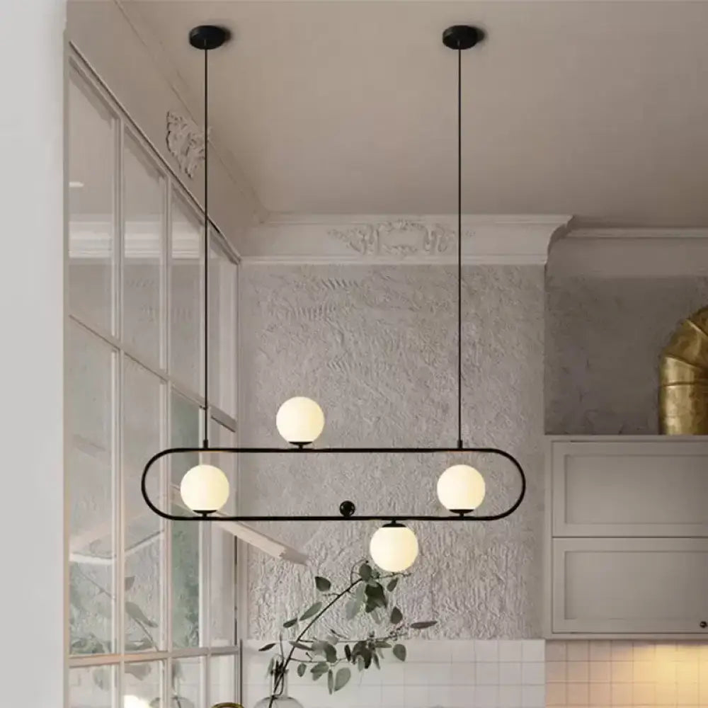 Modern black & gold opal glass chandelier – dining room light fixture