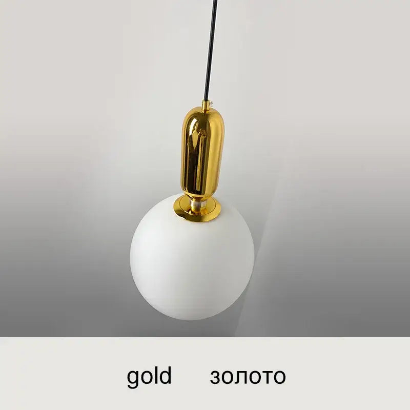 Modern black gold & white glass ball led chandelier living room