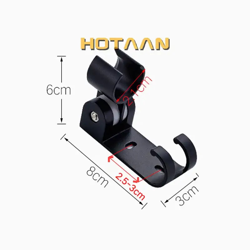Modern black hand shower holder with hooks bathroom organizer