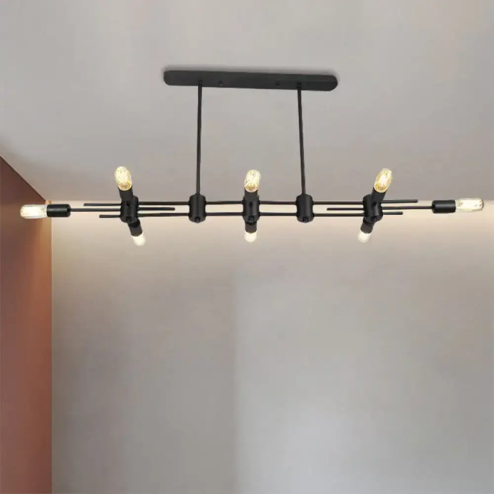 Modern black hanging chandelier – kitchen island exposed bulb light