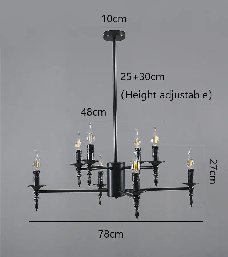 Modern black iron art led pendant chandelier for living room