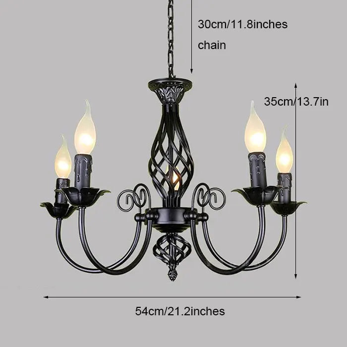 DecorBites™ Modern Black Iron Chandelier for Living Room