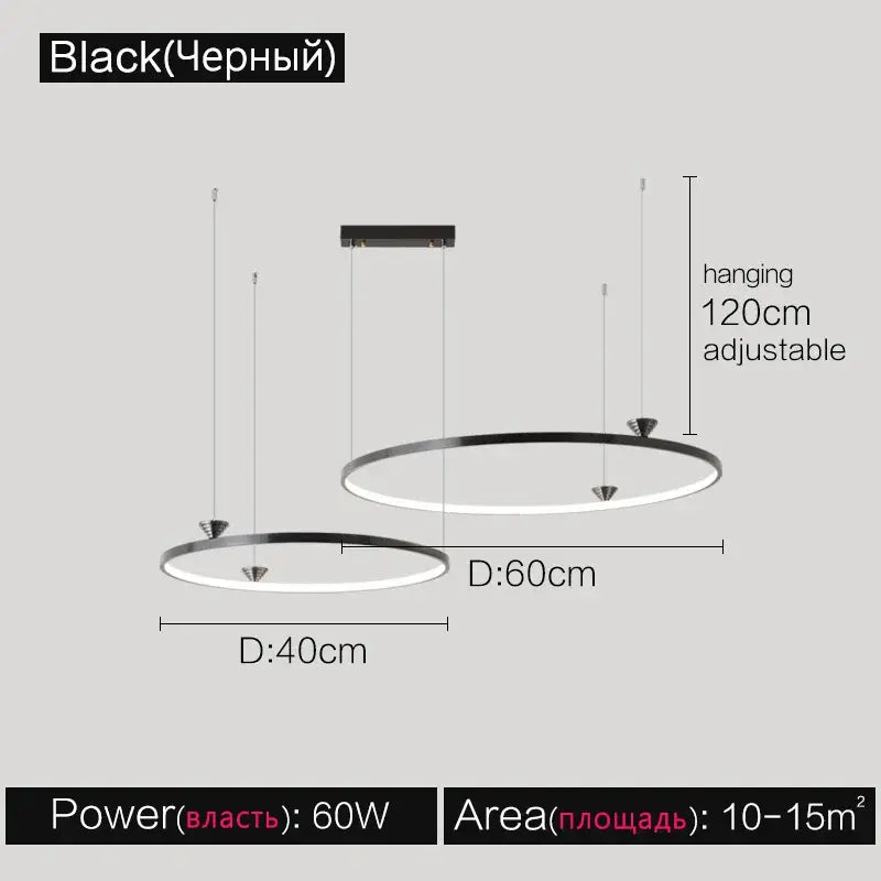 Modern black italian style annular pendant lamp for dining room