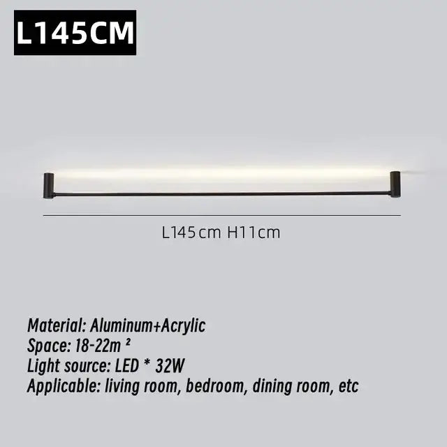 Modern black led strip wall lamp for minimalist living room glow