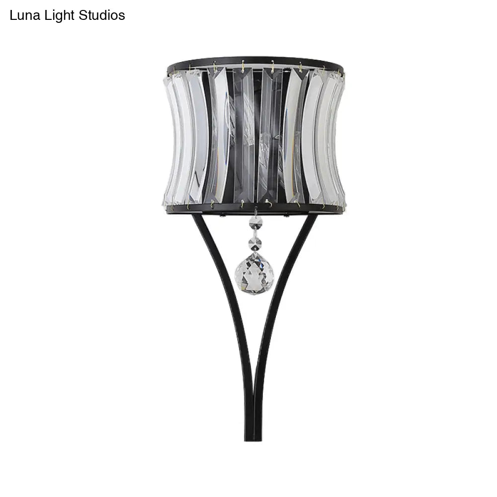 DecorBites™ Modern Black Mini Crystal Wall Light Sconce with Hanging Ball