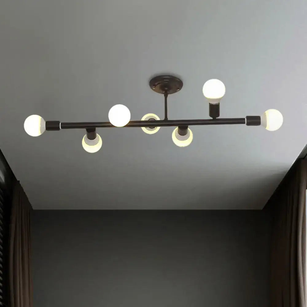 Modern black open bulb island light – kitchen metal chandelier