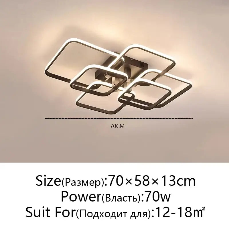 Modern black rectangular led ceiling light living room fixture