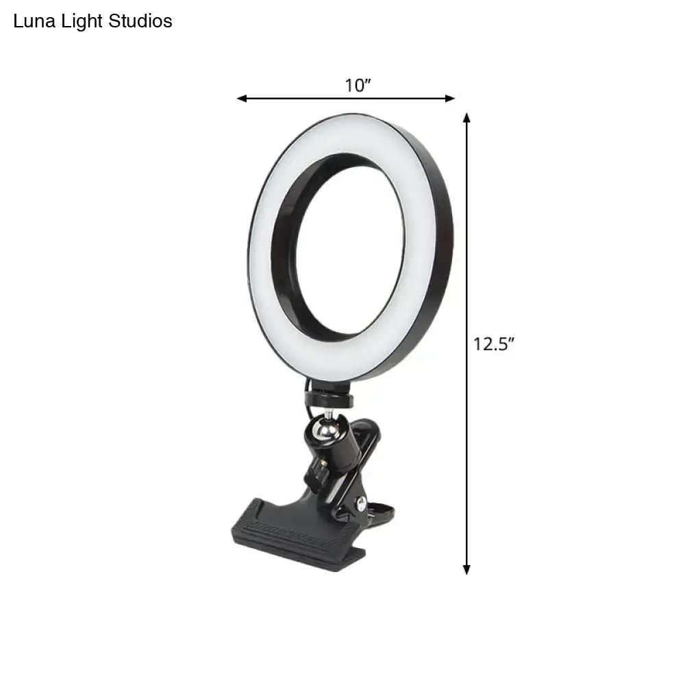 Modern black ring light with metal shade bedroom portable mirror light