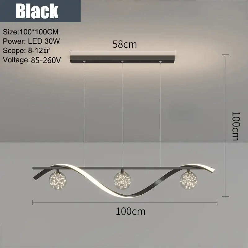 Modern black & silver glass ball led pendant light dining room