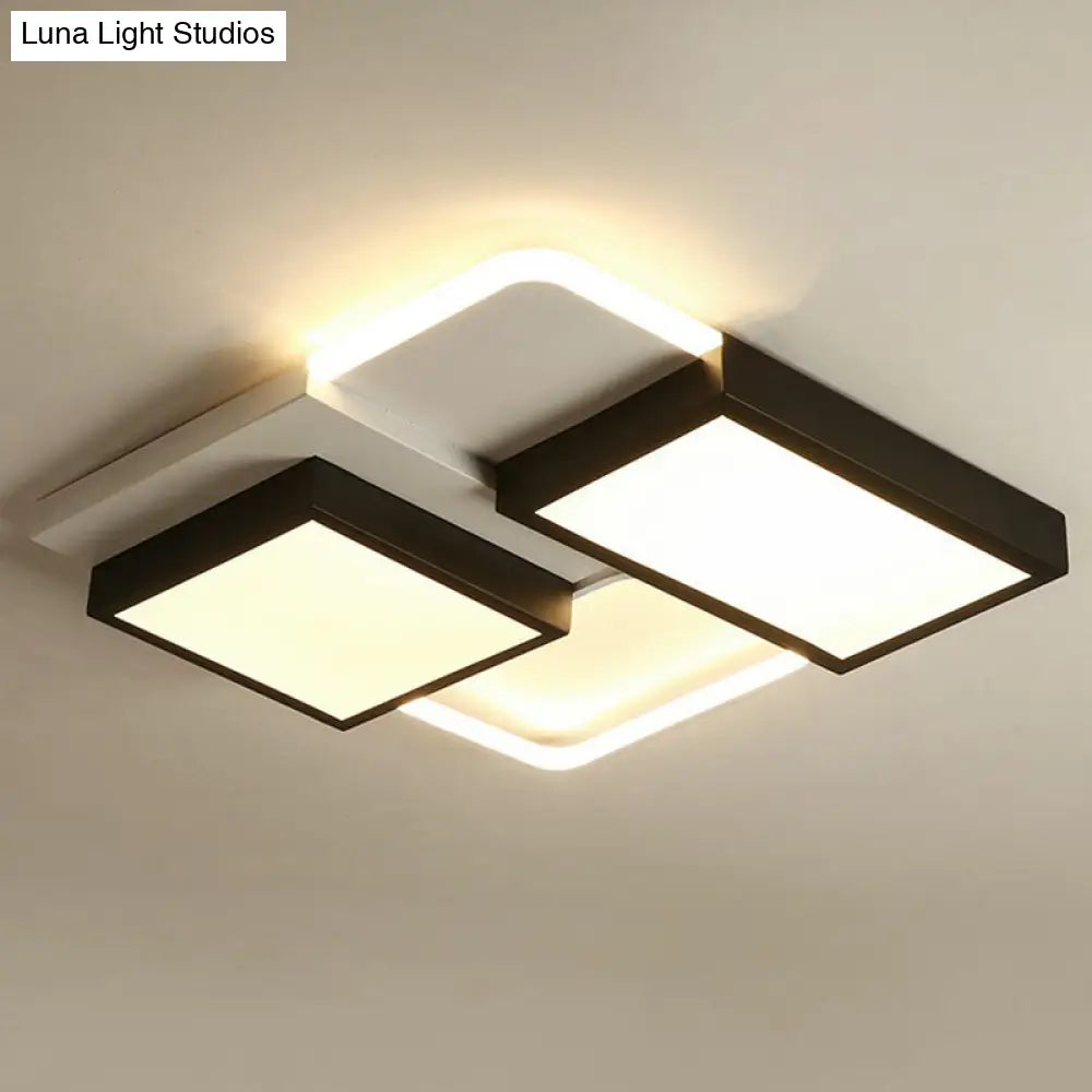 DecorBites™ Modern Black Splicing Rectangle LED Flush Ceiling Light Fixture - Acrylic Design with Sleek Style