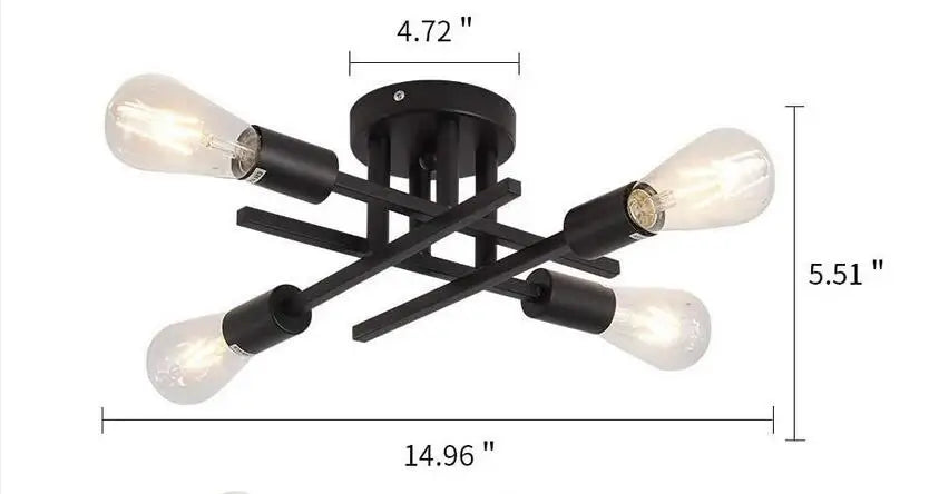 DecorBites™ Modern Black Sputnik Chandelier Flush Mount