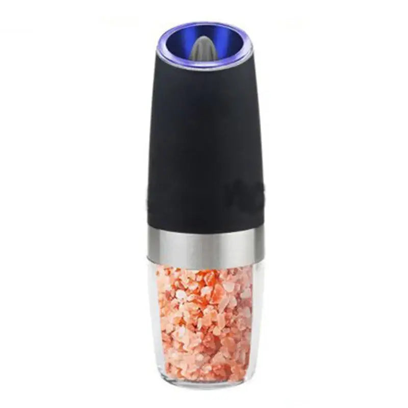 Modern black & stainless steel electric salt pepper grinder kitchen