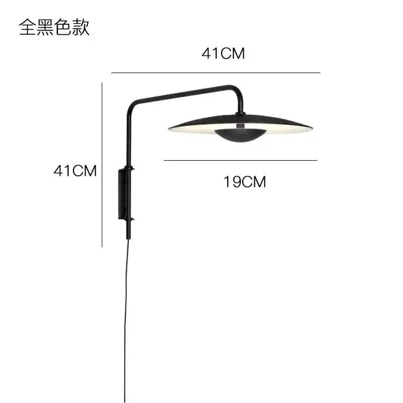 Modern black swing arm wall lamp bedroom iron art sconce