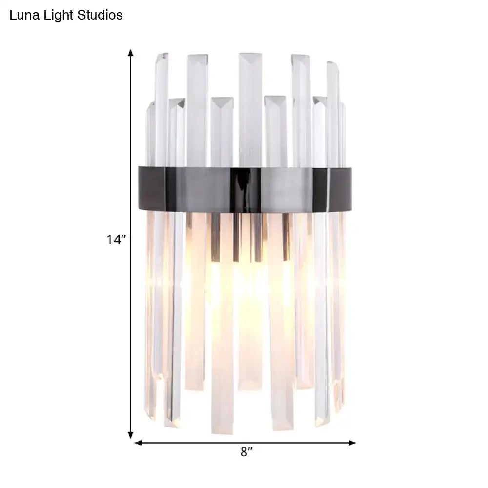Modern black wall lamp with icicle crystals for dining room