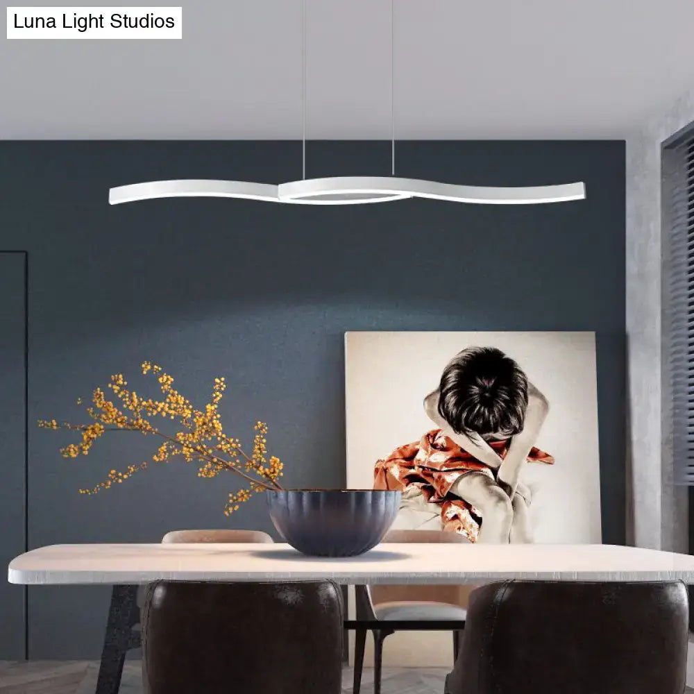 Modern black wave led hanging light fixture kitchen pendant