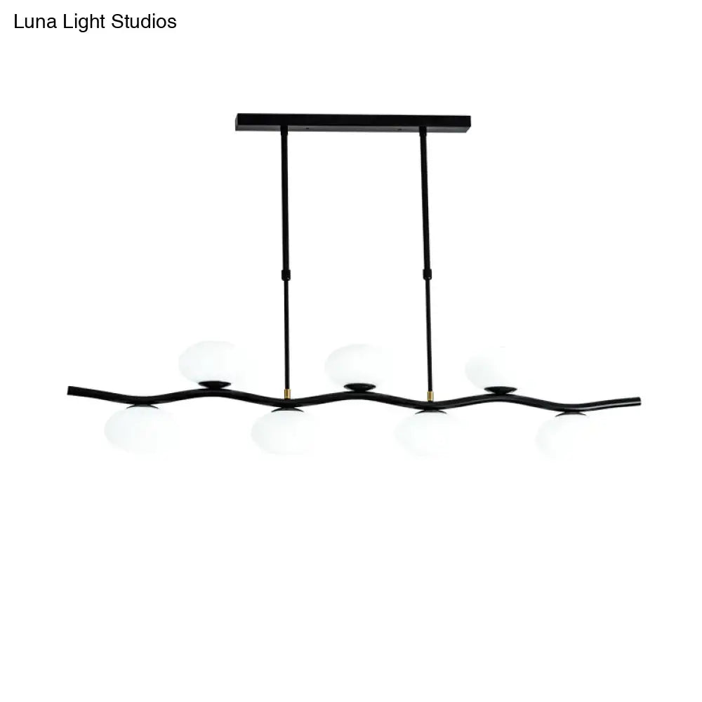 Modern black wavy pendant light – dining room glass globe chandelier
