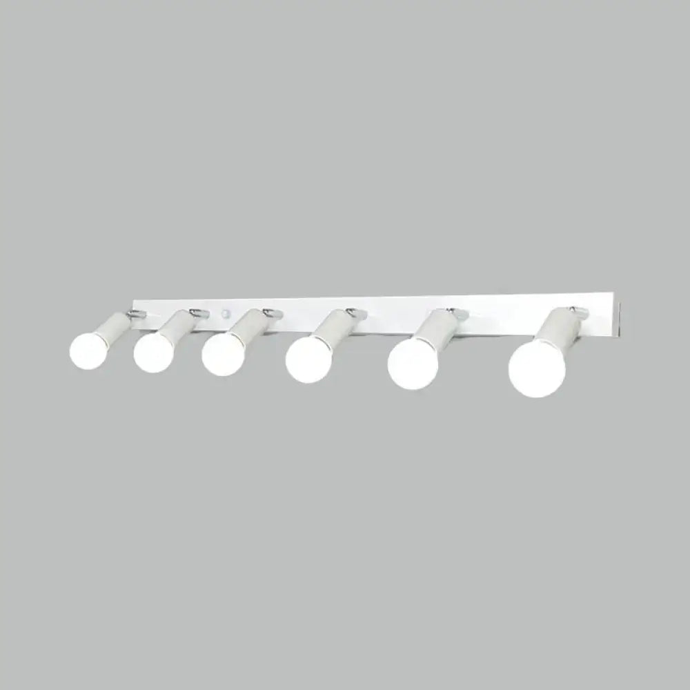 Modern black & white bedroom vanity light with exposed bulbs