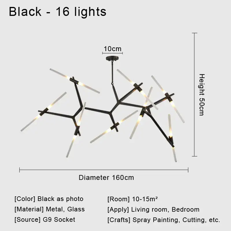 Modern black & white geometric glass led chandelier living room light