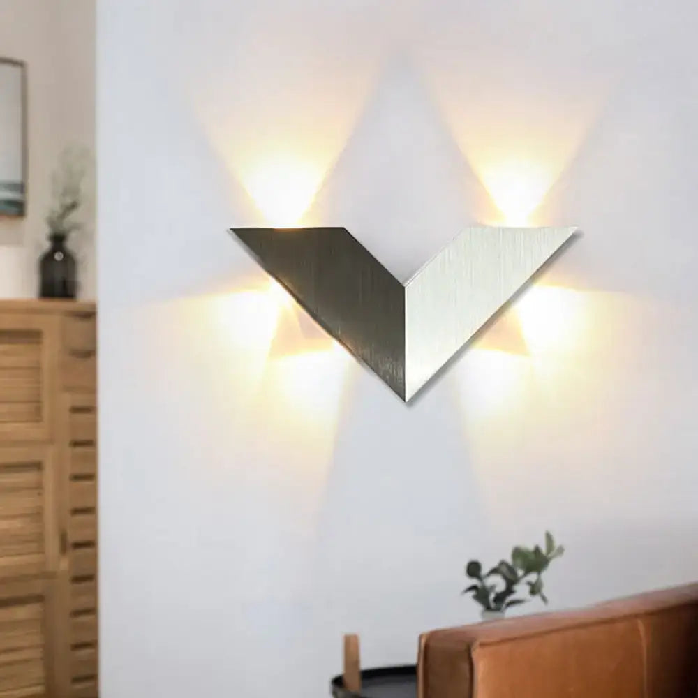 Modern black & white geometric metal shade led wall lamp bedroom