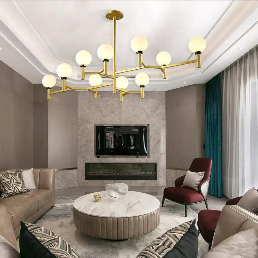 Modern black white gold orbit chandelier pendant for living room