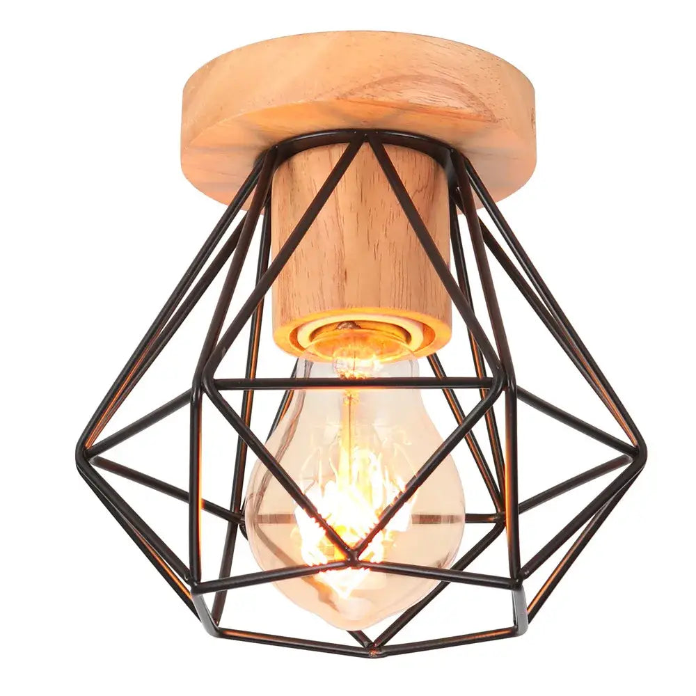 Modern black & white iron wood e27 ceiling light bedroom lamp