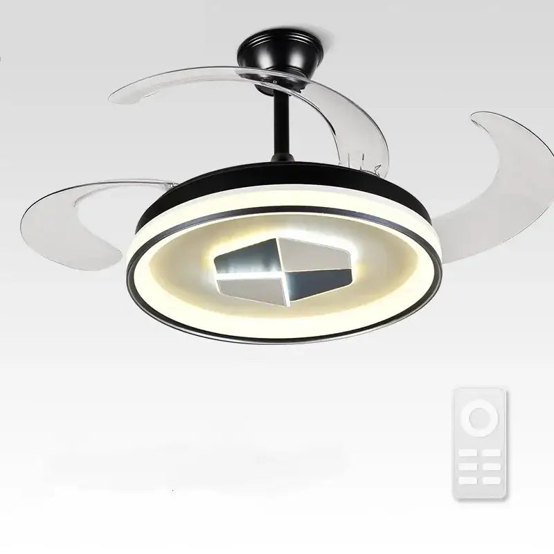 Modern black & white led chandelier ceiling fan living room