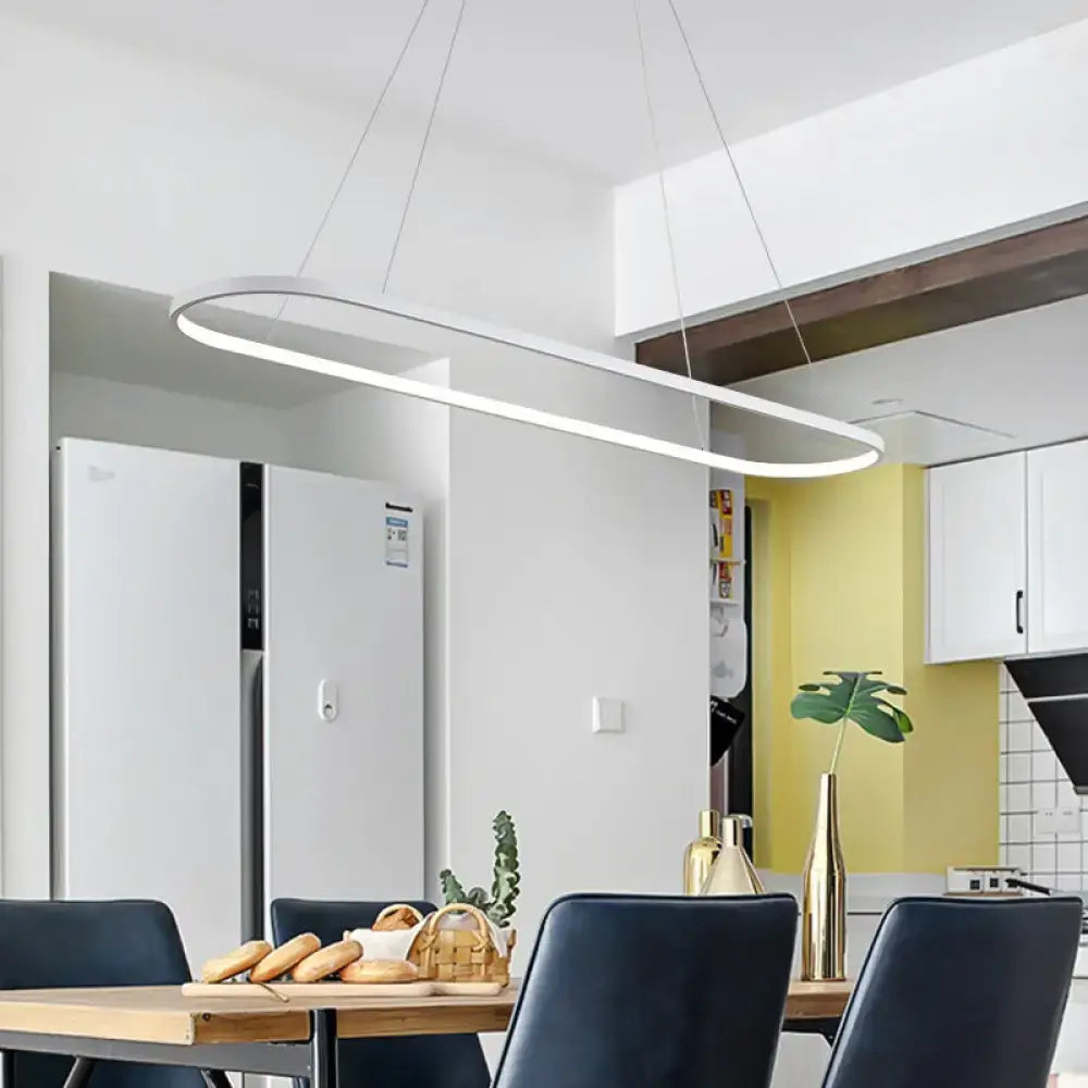 Modern black & white oval led light kitchen island pendant 110v-120v