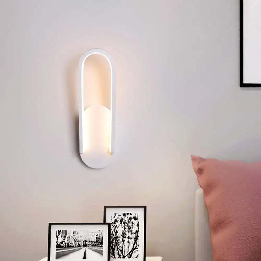 Modern black & white oval led wall sconce parlor warm white light