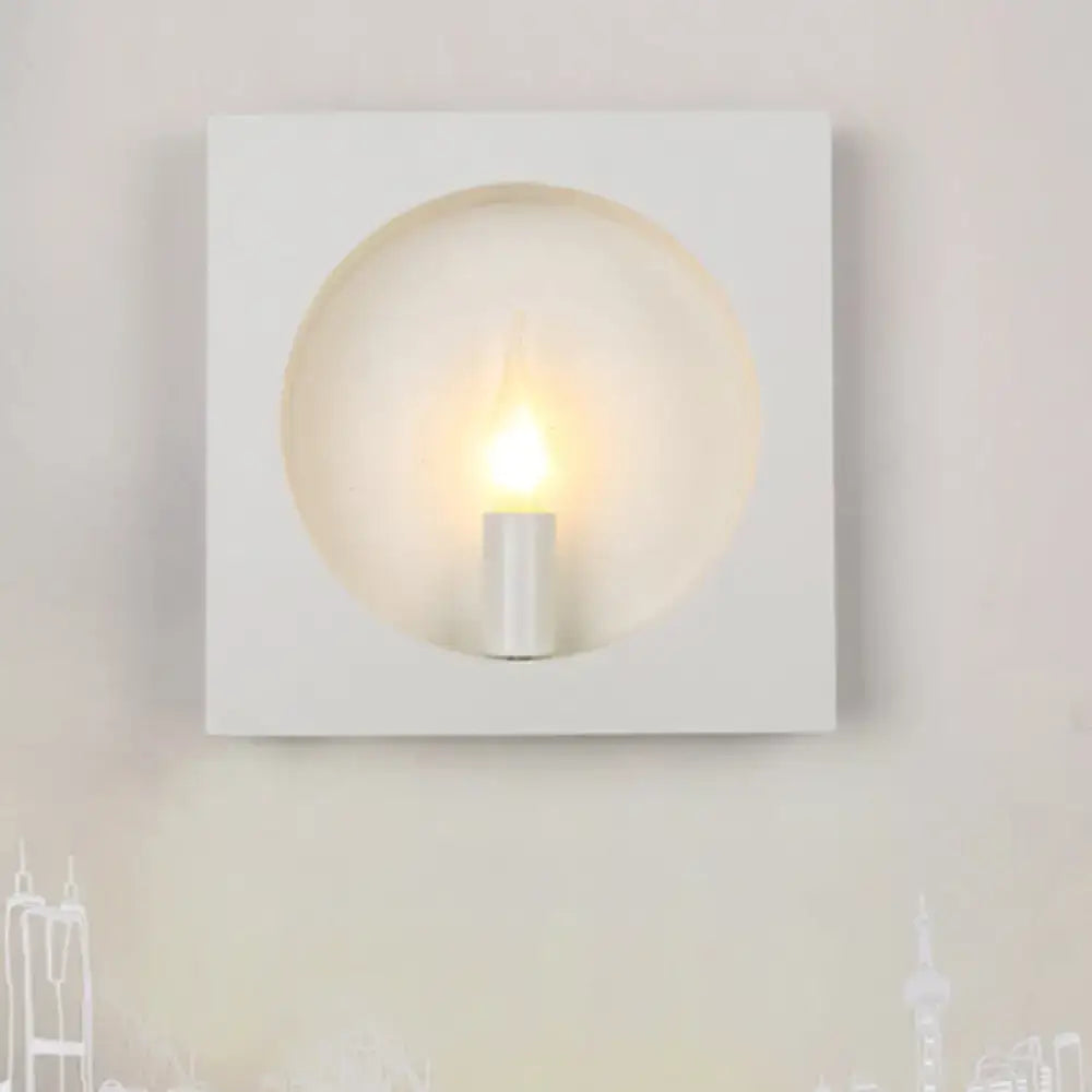 Modern black & white square wall lamp bedroom glass globe fixture