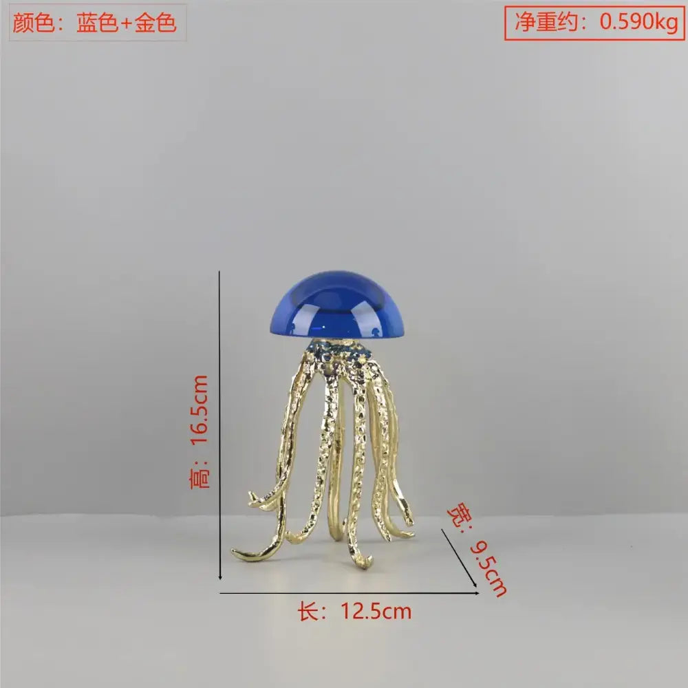 Modern blue & green crystal jellyfish sculpture living room decor