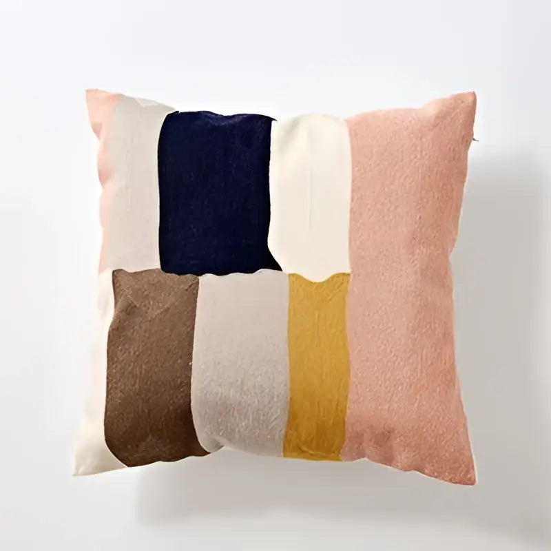 Modern blue & white embroidered geometric cotton cushion cover bedroom