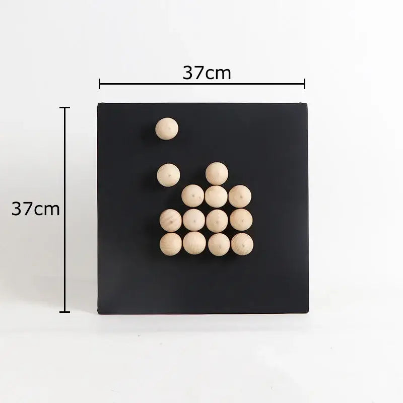 Modern blue & wood ball hanging wall decor living room art