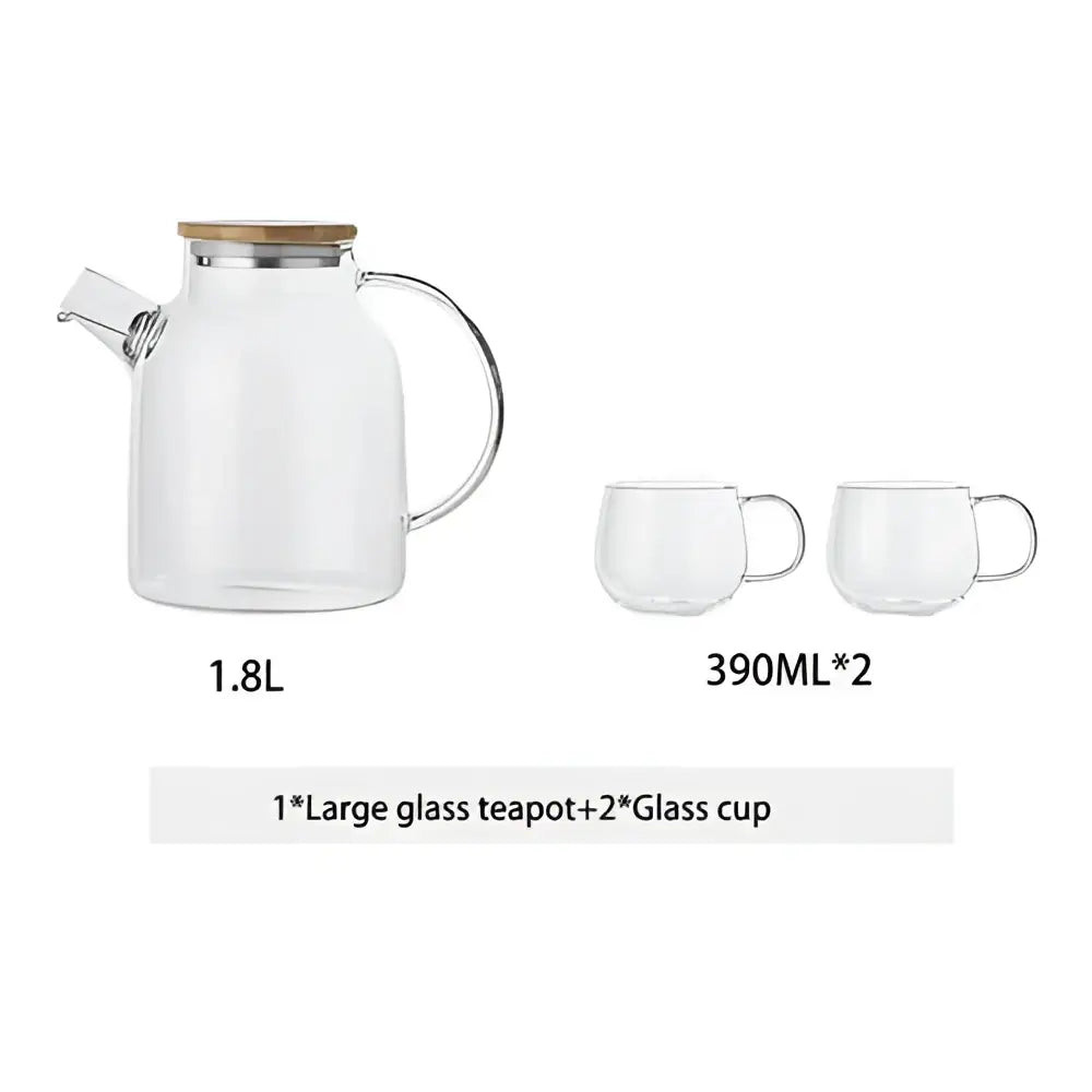 Modern borosilicate glass teapot with wood handle kitchen tea set