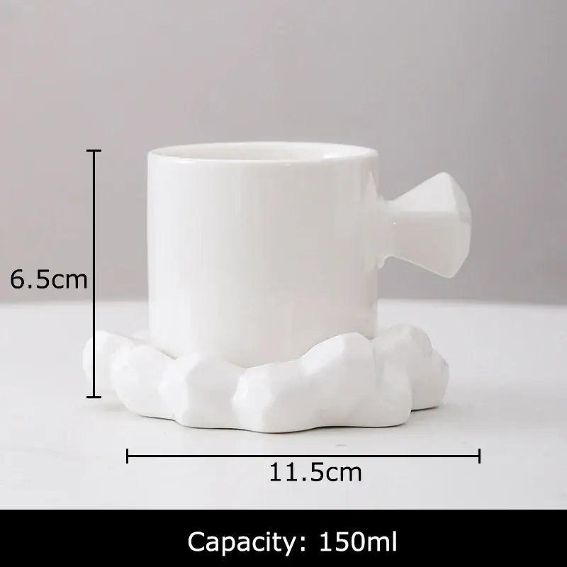 Modern bowknot decor porcelain cup and saucer set dining room mug